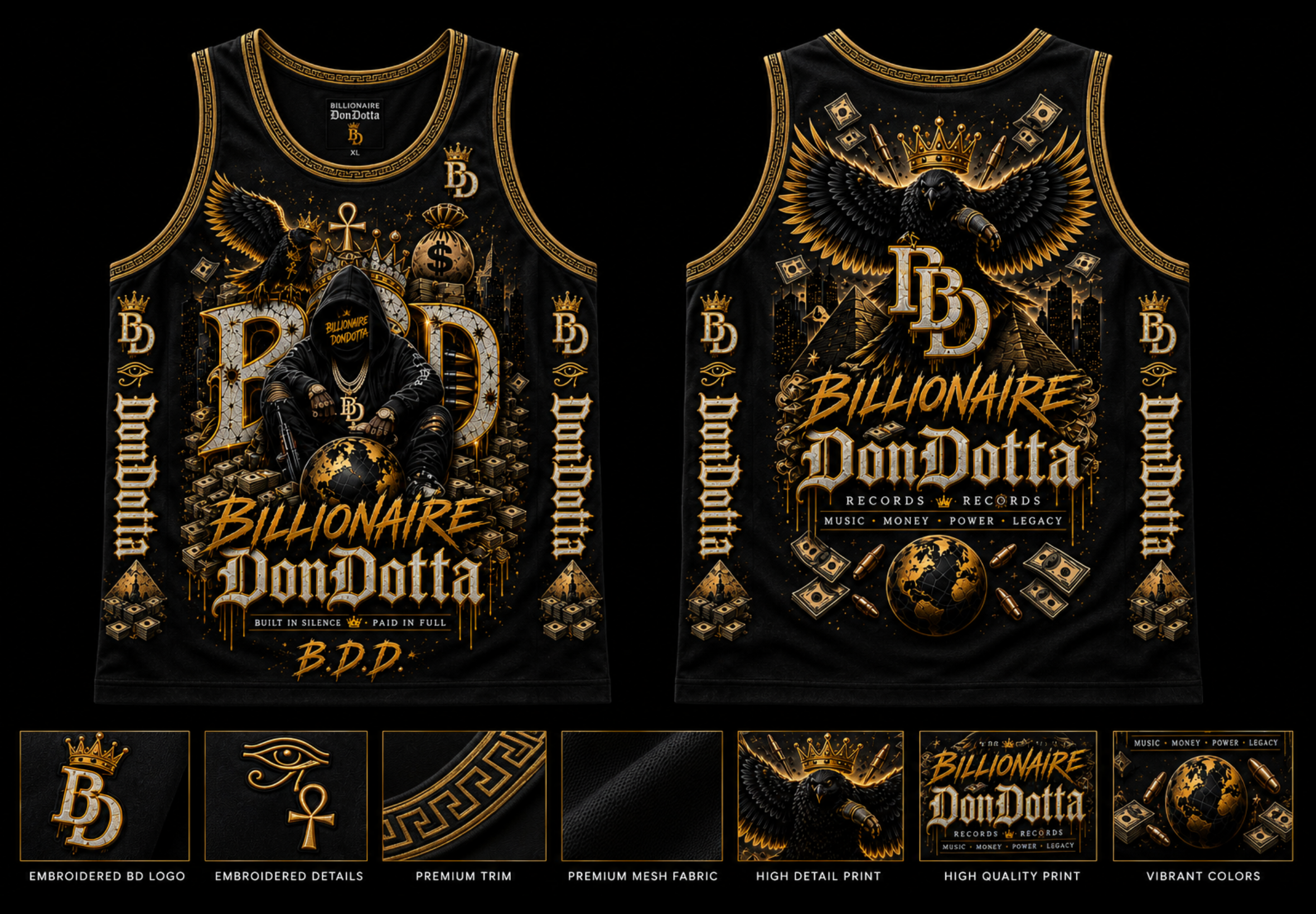 Billionaire DonDotta Signature Logo Tee – Black & Gold